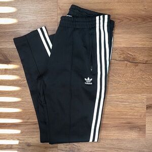 Adidas Black Joggers with White Stripes